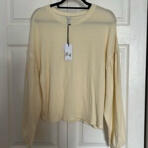Z Supply Gathered Sleeve Thermal Waffle Top
